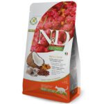 Alimento completo para gatos adultos, receta a base de arenque, quinoa, coco y cúrcuma.