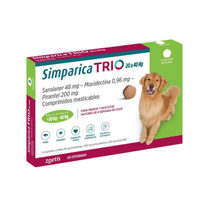 Antiparasitario interno y externo 3 Comp (dura 35 días c/u) 20 a 40 kg